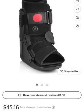 Black Medical Walking Boot Heel Cap - Single Replacement - Carex